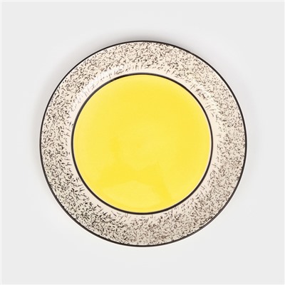 Тарелка керамическая «Персия», плоская, 25 см, жёлтая, 1 сорт, Иран