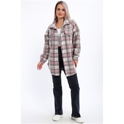 885 Рубашка флис (Серо-розовый)