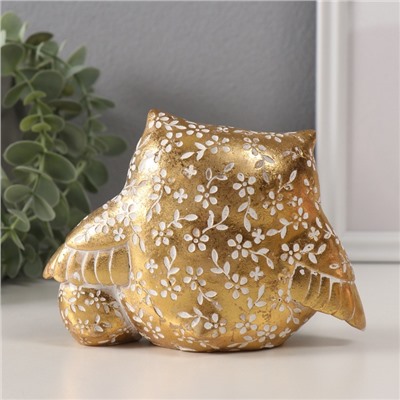Фигурка полистоун «Золотой филин с птенцом», геометрические узоры, 15.2×6×11 см