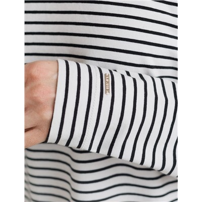 Лонгслив в полоску с принтом из премиального хлопка с эластаном