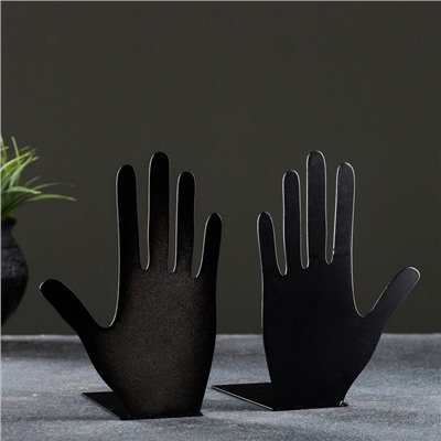 Держатель - подставка для книг «Ладони», набор 2 шт., 15×10×10 см, чёрный