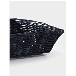 Корзинка для фруктов и хлеба Доляна «Плетёнка», 24×24×6.5 см, пластик, плетёная, чёрная
