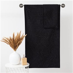 Полотенце махровое Этель ЧБ «Пунктир», пестроткань, 70×130 см