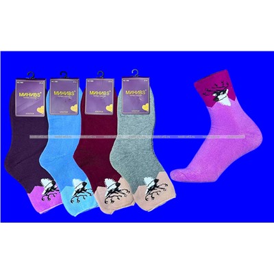 МИНИBS термоноски женские внутри махра Олени со слабой резинкой арт. 1680