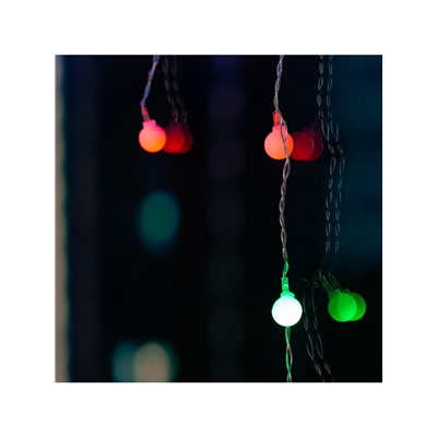 Гирлянда «Бахрома» 1.8×0.5 м с насадками «Шарики», IP20, прозрачная нить, 48 LED, свечение мульти (RG/RB), мигание, 220 В