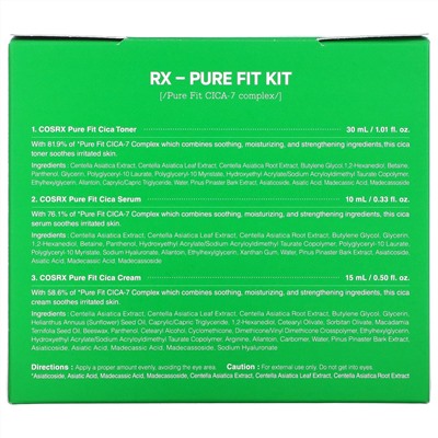Cosrx, Cica-7 Relief Kit, For Sensitive Skin, 3 Piece Kit
