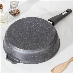 Сковорода Мечта «Гранит», d=28 см, съёмная ручка, антипригарное покрытие, литой алюминий, серая
