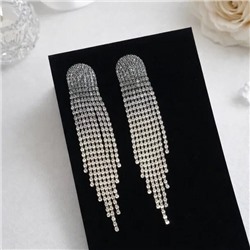 Клипсы женские без прокола "Вечерние", цвет: серебристый и сине-черный, арт.012.089