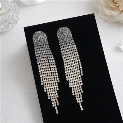 Клипсы женские без прокола "Вечерние", цвет: серебристый и сине-черный, арт.012.089