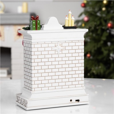 Фигура светодиодная «Чудесный камин», 26×10×18 см, музыка, от батареек ААх3, USB, свечение тёплое белое