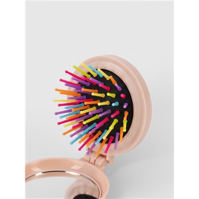 Расчёска массажная «Плюшевые милости», складная, с зеркалом, d=7.5 см, МИКС