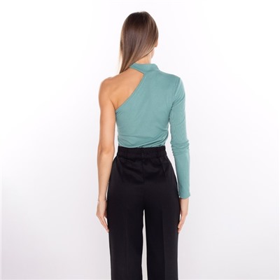 Лонгслив на одно плечо женский, оливковый, размер 42