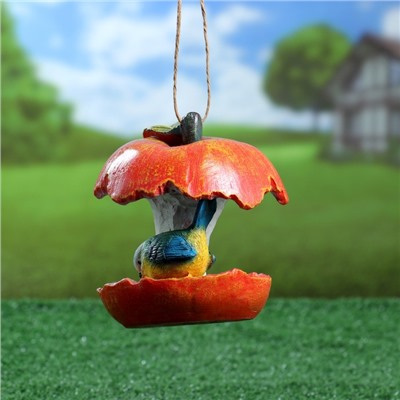 Садовая фигура из полистоуна «Кормушка-яблоко», 13×13×14 см