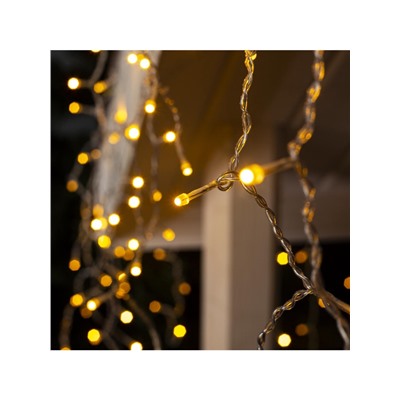 Гирлянда «Бахрома» 3×0.6 м, IP44, УМС, прозрачная нить, 160 SMD-LED, свечение тёплое белое, 220 В