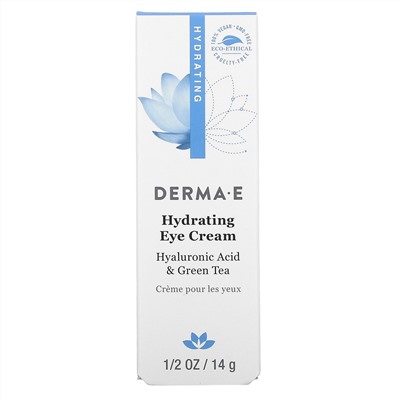 Derma E, увлажняющий крем для области вокруг глаз с гиалуроновой кислотой и зеленым чаем, 14 г (1/2 унции)