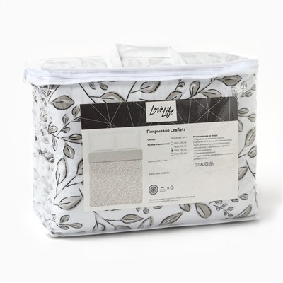 Покрывало евро LoveLife Leaflets, 200×230±5 см, жатка