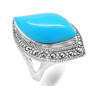 Кольцо из серебра бирюза пресс., марказит, SL-AGA43