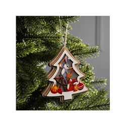 Подвеска световая «Зайка и белка», 11×12 см, от батареек LR41×3, свечение тёплое белое