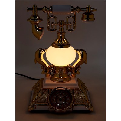 УЦЕНКА Часы - светильник «Ретро - телефон», белый, с будильником, 28.5×18×18 см