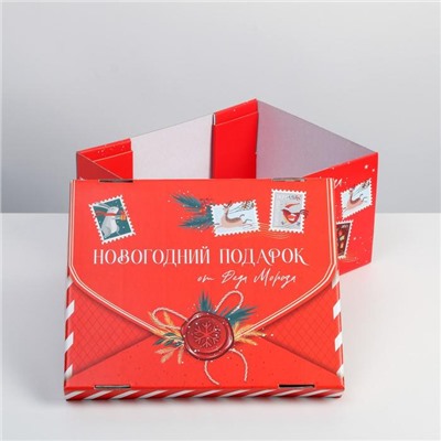 Коробка подарочная новогодняя складная «Новогодний подарок», 31×25.5×16 см, Новый год
