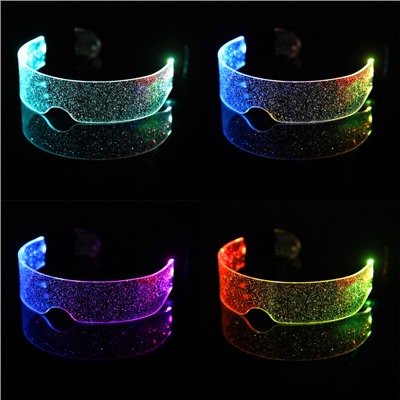 Светодиодные очки «Сияние», 14.5×4.5×18 см, батарейки CR2032×2 (в комплекте), 3 режима, свечение RGB
