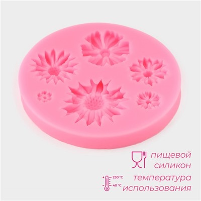 Молд для заливки Доляна «Цветы», силикон, d=7.5 см, розовый