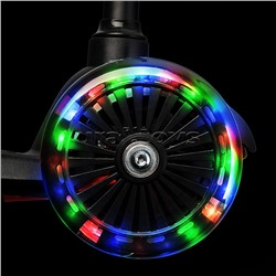 Самокат 3-х колесный ROCKET,колеса PU со светом, светящаяся стойка, ABEC 7, черный