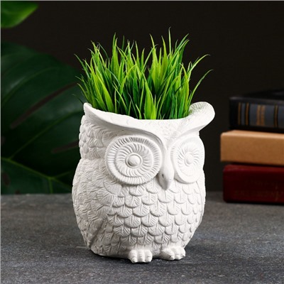 Декоративное кашпо для цветов «Совушка», 250 мл, 11×10×10 см, гипс, белое