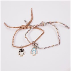 Парные  браслеты на магните с подвесками, цвет голубой и золотистый, арт. 043.228