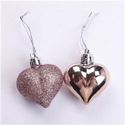 Набор елочных шаров беж.в форме сердца 6 шт