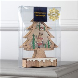 Светодиодная фигура «Ёлка с оленем» 12×20×5 см, дерево, батарейки АААх2 (не в комплекте), свечение тёплое белое