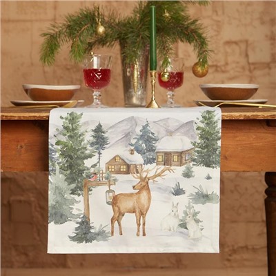 Дорожка новогодняя на стол «Этель» Forest animals 40×147 ± 5 см, 100% хл, саржа 190 г/м²