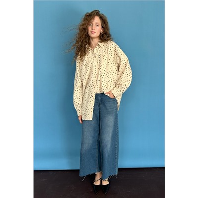 Рубашка женская  HUG077/10/Бежевый, черный