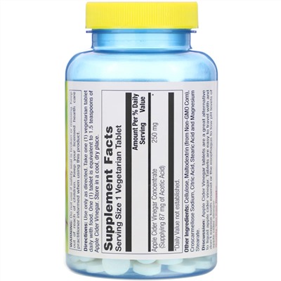 Nature's Life, Apple Cider Vinegar, 250 mg, 250 Vegetarian Tablets