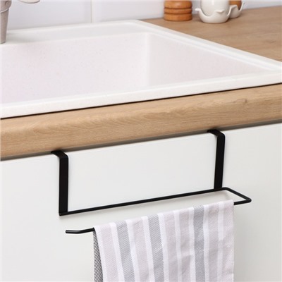 Держатель для полотенец на дверцу Доляна, 3 см, подвесной, 24.5×8.5×7 см, чёрный