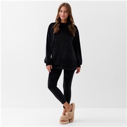 Костюм женский (свитшот, леггинсы) KAFTAN Plushy, размер 52-54, чёрный