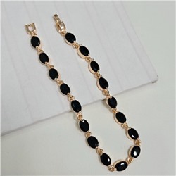 Браслет на руку ювелирная бижутерия коллекция "Дубай", вставка: фианиты, цвет: черный, арт.414.080