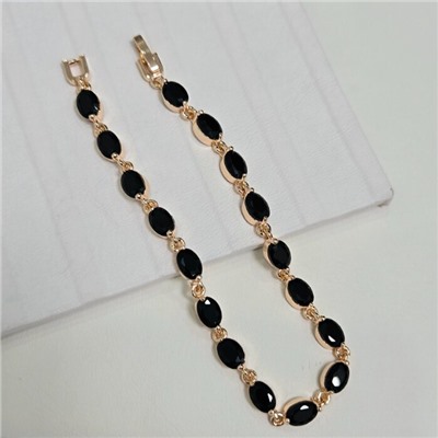 Браслет на руку ювелирная бижутерия коллекция "Дубай", вставка: фианиты, цвет: черный, арт.414.080