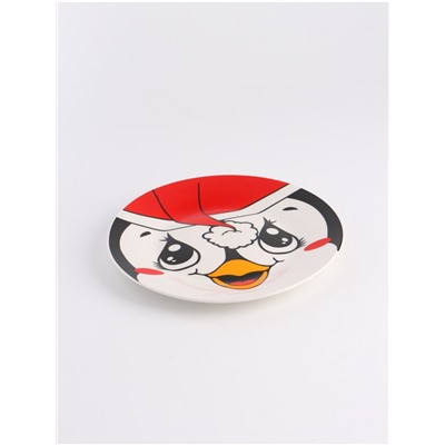 Тарелка новогодняя плоская «Пингвиненок», d=20 см