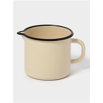 Кружка эмалированная, 1 л, с носиком, без декора, цвет слоновой кости