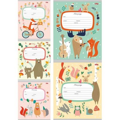 Тетрадь  12л  1 класс в две линии с наклонными и доп. горизонтальной "ЛЕСНЫЕ ЗВЕРУШКИ-1" Т12-3590 Проф-Пресс