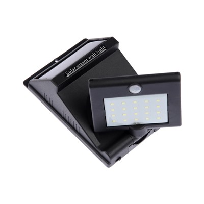 Светильник на солнечной батарее «СТАРТ», 10×5x13 см, 20LED, IP65, поворотный, свечение белое