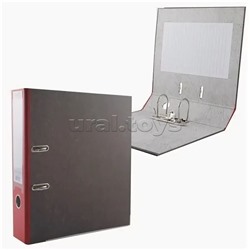 Папка с арочным механизмом "Attomex" A4 75 мм мраморная картонная разобранная, корешок из PVC, наварной карман с этикеткой, металлическая окантовка, запечатка форзаца, запечатка форзаца, красная