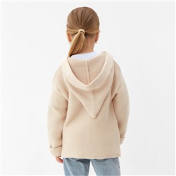 Джемпер вязаный детский с капюшоном MINAKU, цвет бежевый, рост 110 см