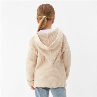 Джемпер вязаный детский с капюшоном MINAKU, цвет бежевый, рост 110 см