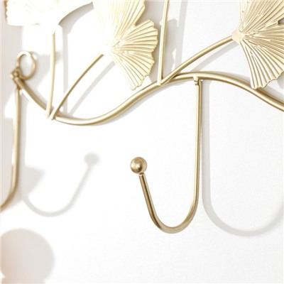 Крючки декоративные металл «Листья Гинкго», ключница настенная, 28×4×16 см