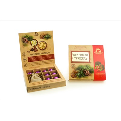 Кедровый трюфель в натуральном шоколаде с Земляникой и чаем / коробка / 80 гр / ТМ Территория Тайги