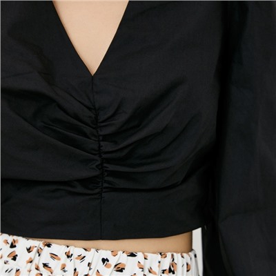 Блузка женская укороченная MIST Summer time, размер 46, чёрная