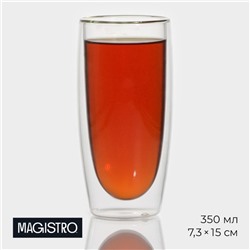 Стакан Magistro «Поль. Дуо», 350 мл, 7.3×15 см, с двойными стенками, стекло, прозрачный