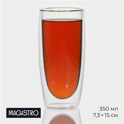 Стакан Magistro «Поль. Дуо», 350 мл, 7.3×15 см, с двойными стенками, стекло, прозрачный